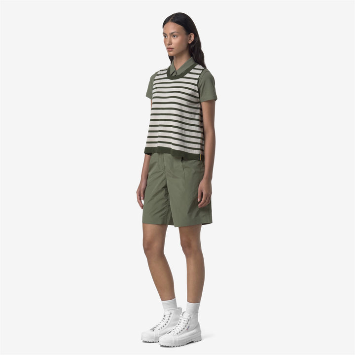 ALLEN PEACH COTTON LIKE - Shorts - Sport  Shorts - WOMAN - GREEN LICHEN