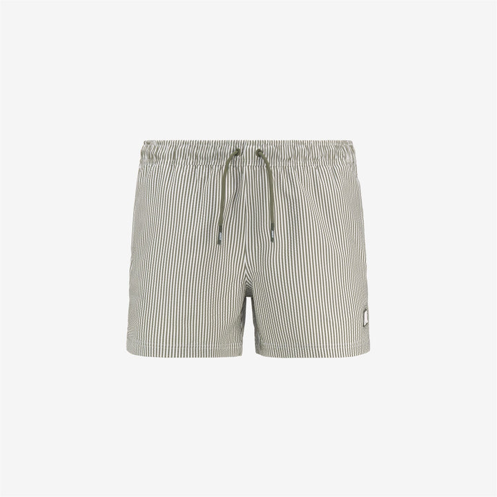 HAZEL MID STRIPES BEACH - Bathing Suits - Swimming Trunks - MAN - WHITE-GREEN LICHEN