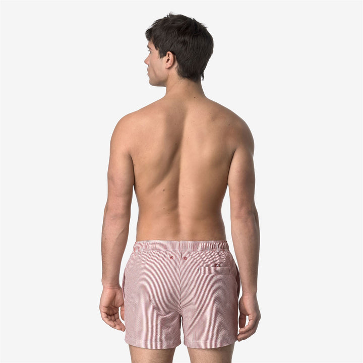 HAZEL MID STRIPES BEACH - Bathing Suits - Swimming Trunks - MAN - WHITE-RED BROWNISH