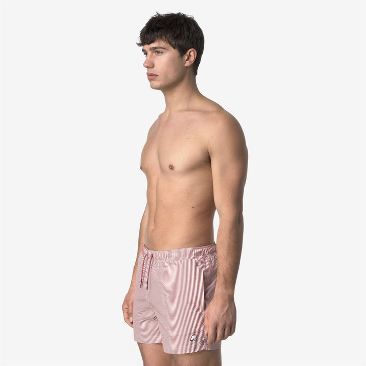 HAZEL MID STRIPES BEACH - Bathing Suits - Swimming Trunks - MAN - WHITE-RED BROWNISH