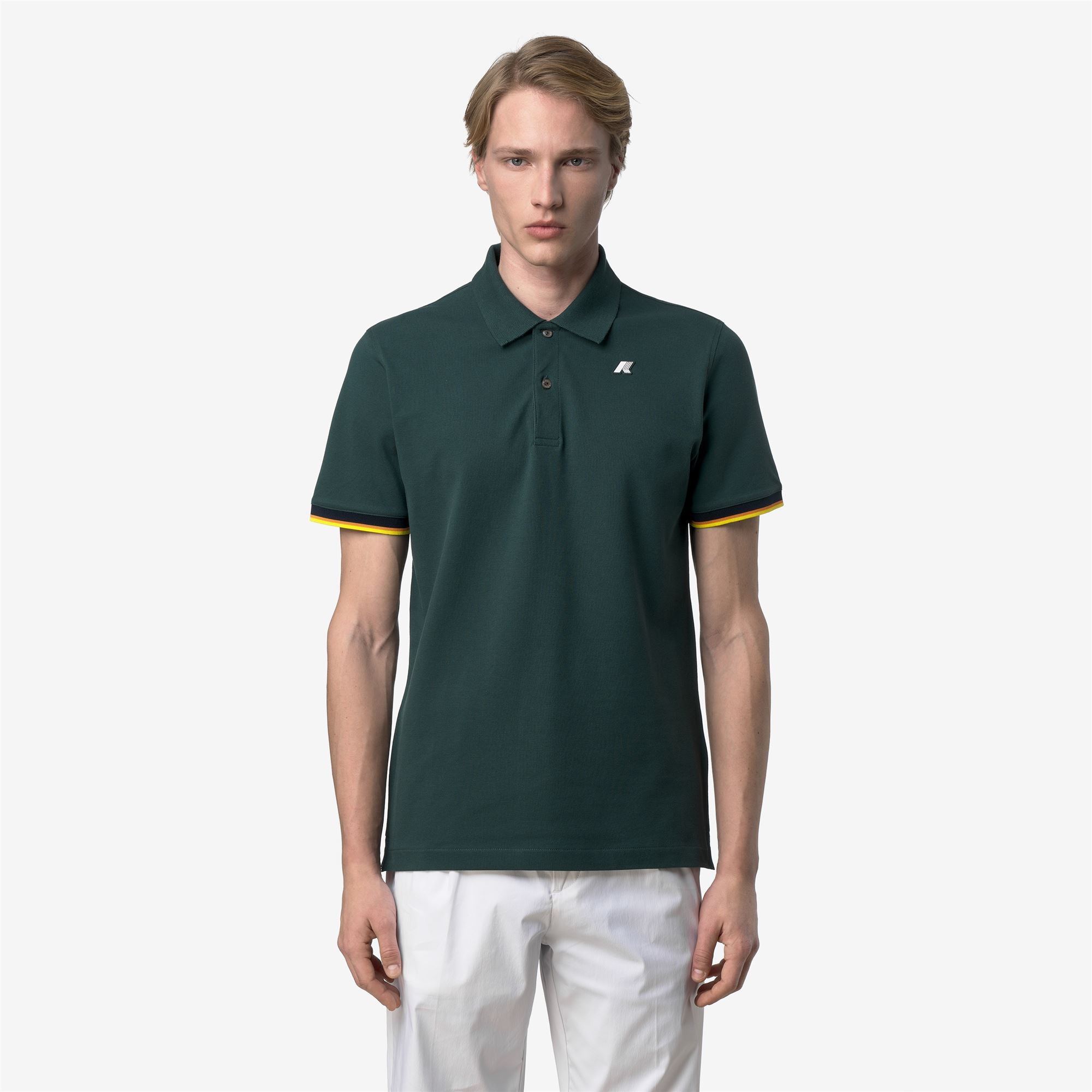 Polo Shirts_Man_VINCENT SLIM PIQUE_Polo_Green Dk Jungle - Commercial 4