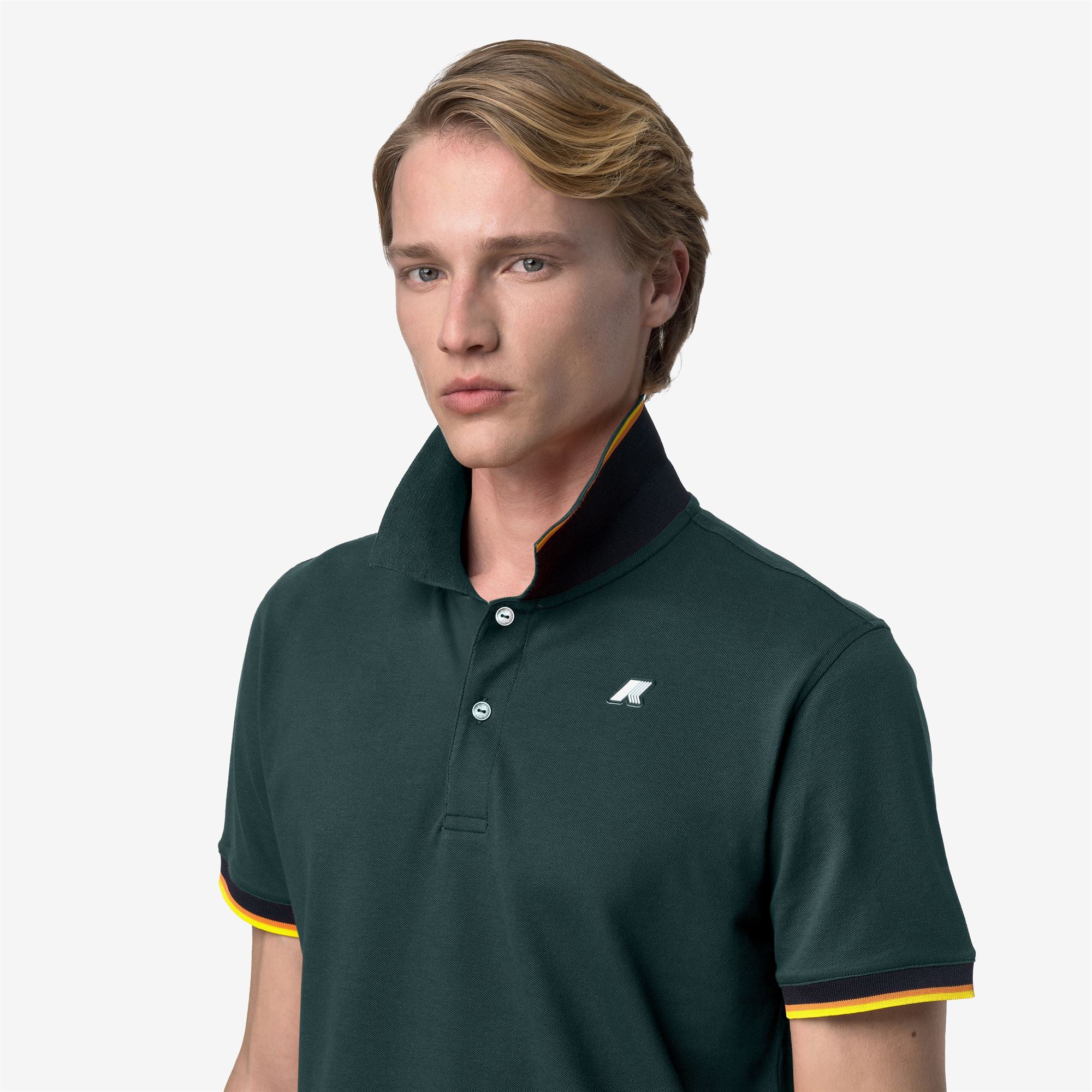 Polo Shirts_Man_VINCENT SLIM PIQUE_Polo_Green Dk Jungle - Commercial 7