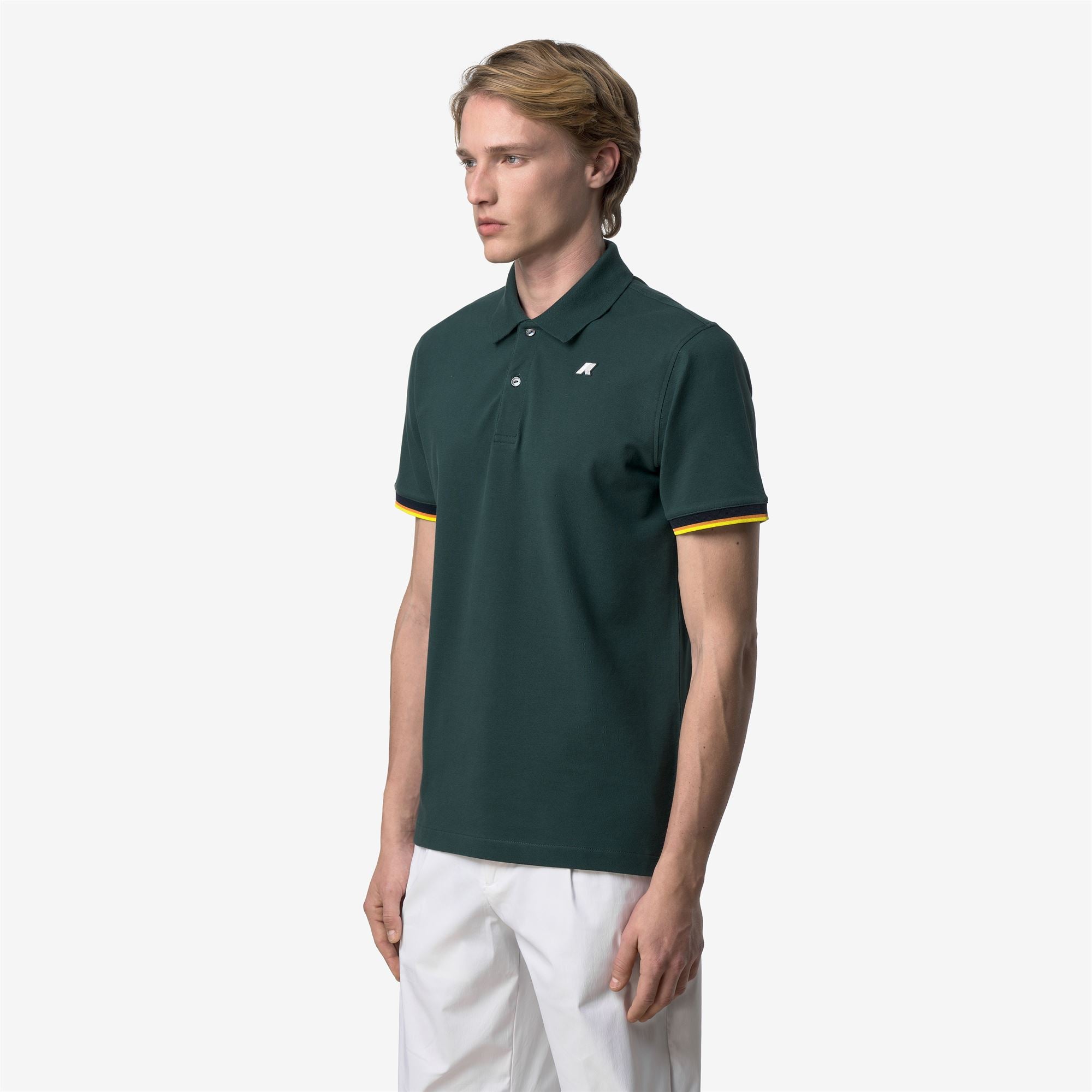 Polo Shirts_Man_VINCENT SLIM PIQUE_Polo_Green Dk Jungle - Commercial 5