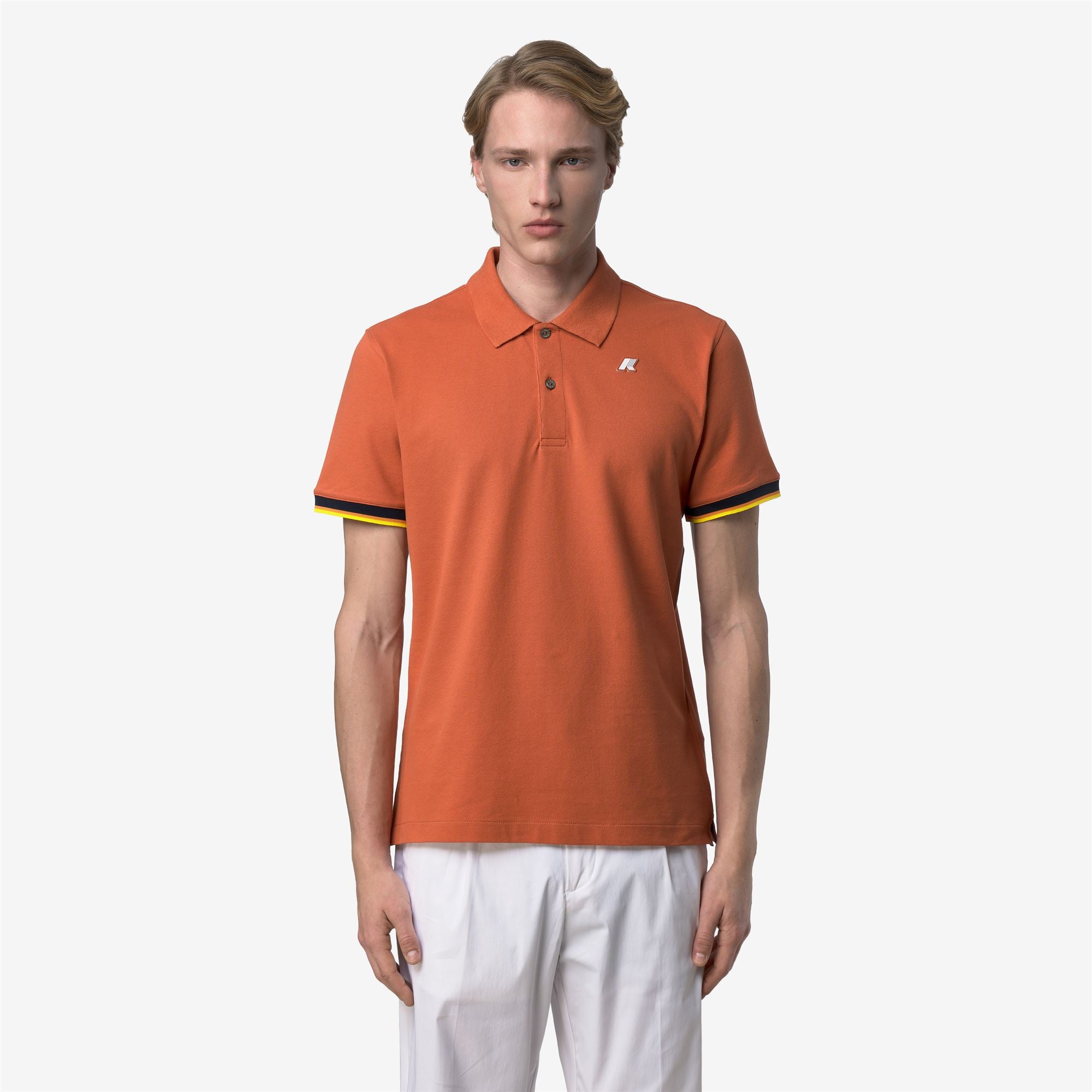 Polo Shirts_Man_VINCENT SLIM PIQUE_Polo_Orange Brownish - Commercial 4
