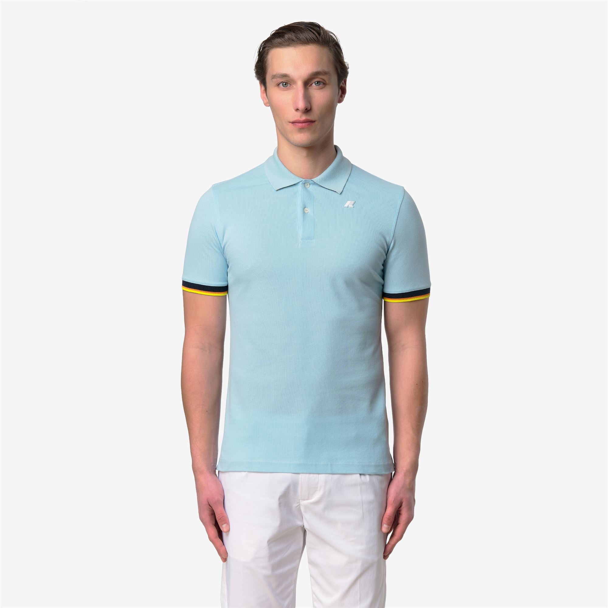 Polo Shirts_Man_VINCENT SLIM PIQUE_Polo_Blue Dream - Commercial 4