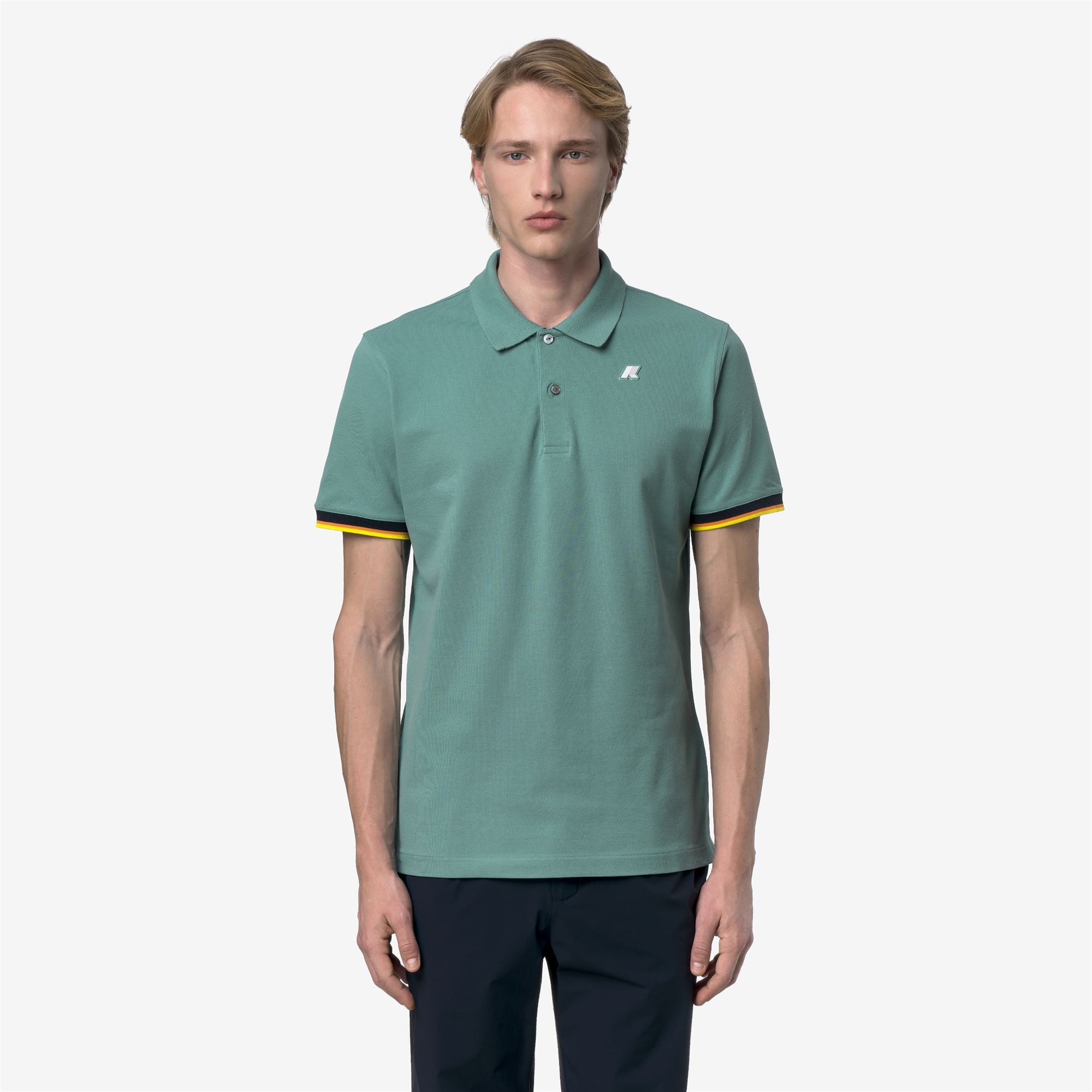 Polo Shirts_Man_VINCENT SLIM PIQUE_Polo_Green Mine - Commercial 4