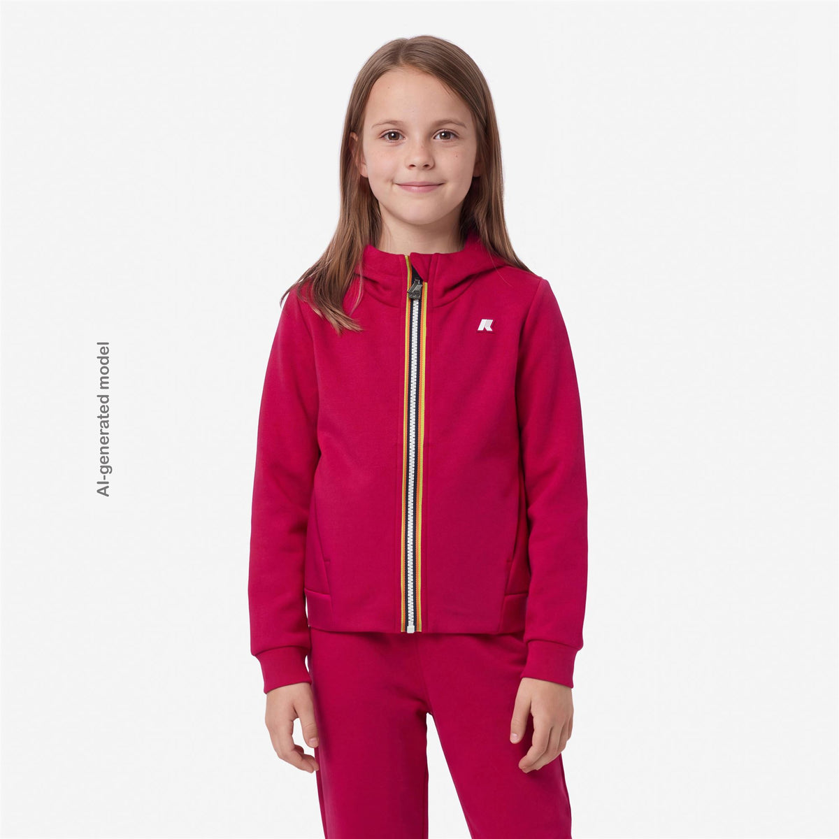 Fleece_GIRL_P. DEVA LIGHT SPACER_Hoodie Full Zip_Red Cerise - Commercial 4