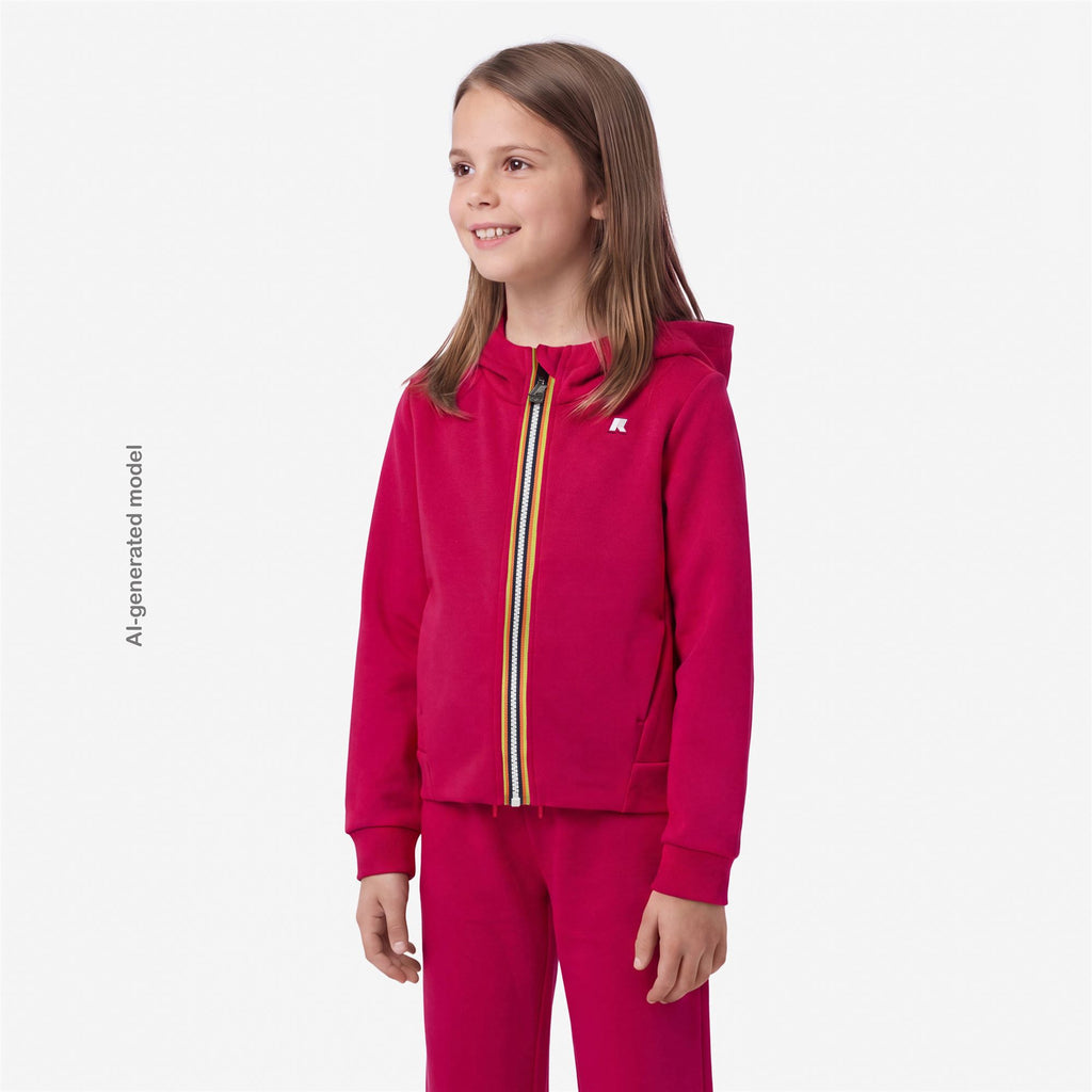 Fleece_GIRL_P. DEVA LIGHT SPACER_Hoodie Full Zip_Red Cerise - Commercial 5