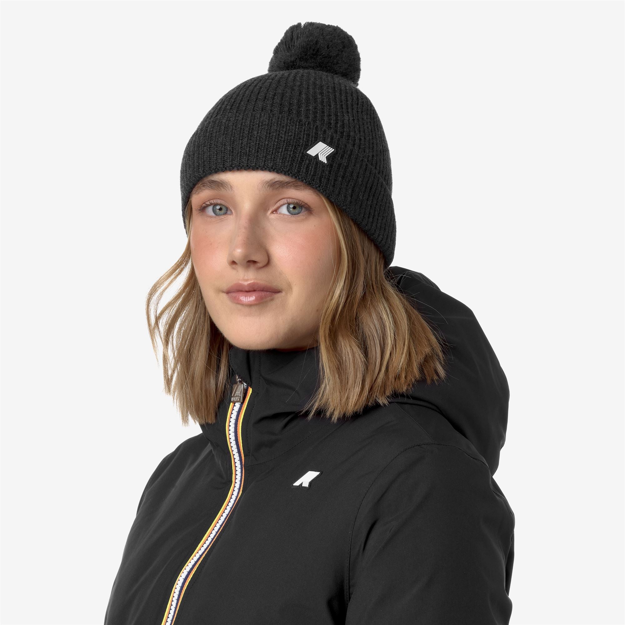Headwear_UNISEX_VINCIENNE CARDIGAN STITCH WOOL_Hat_Black Pure Melange - Commercial 4