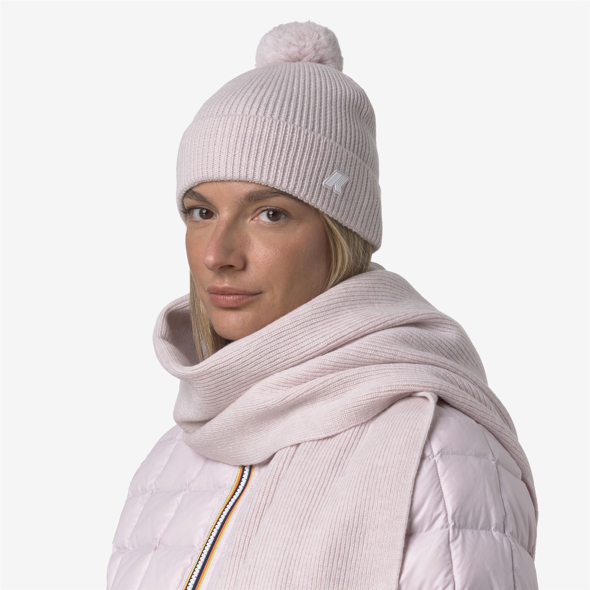 Headwear_UNISEX_VINCIENNE CARDIGAN STITCH WOOL_Hat_Rose Hushed Melange - Commercial 4