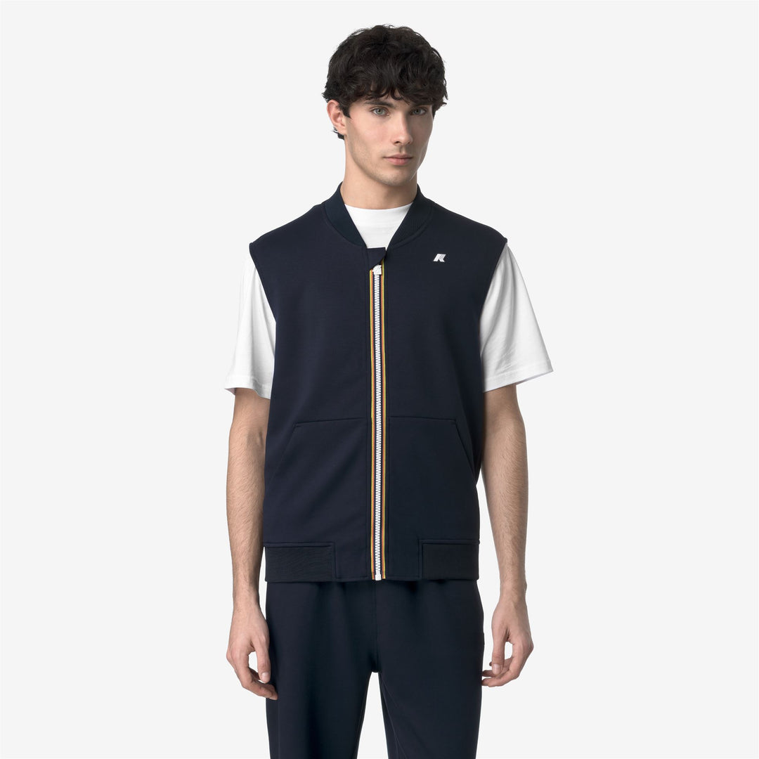 Fleece_MAN_SANDOR LIGHT SPACER_Vest_Blue Depth - DressedBack