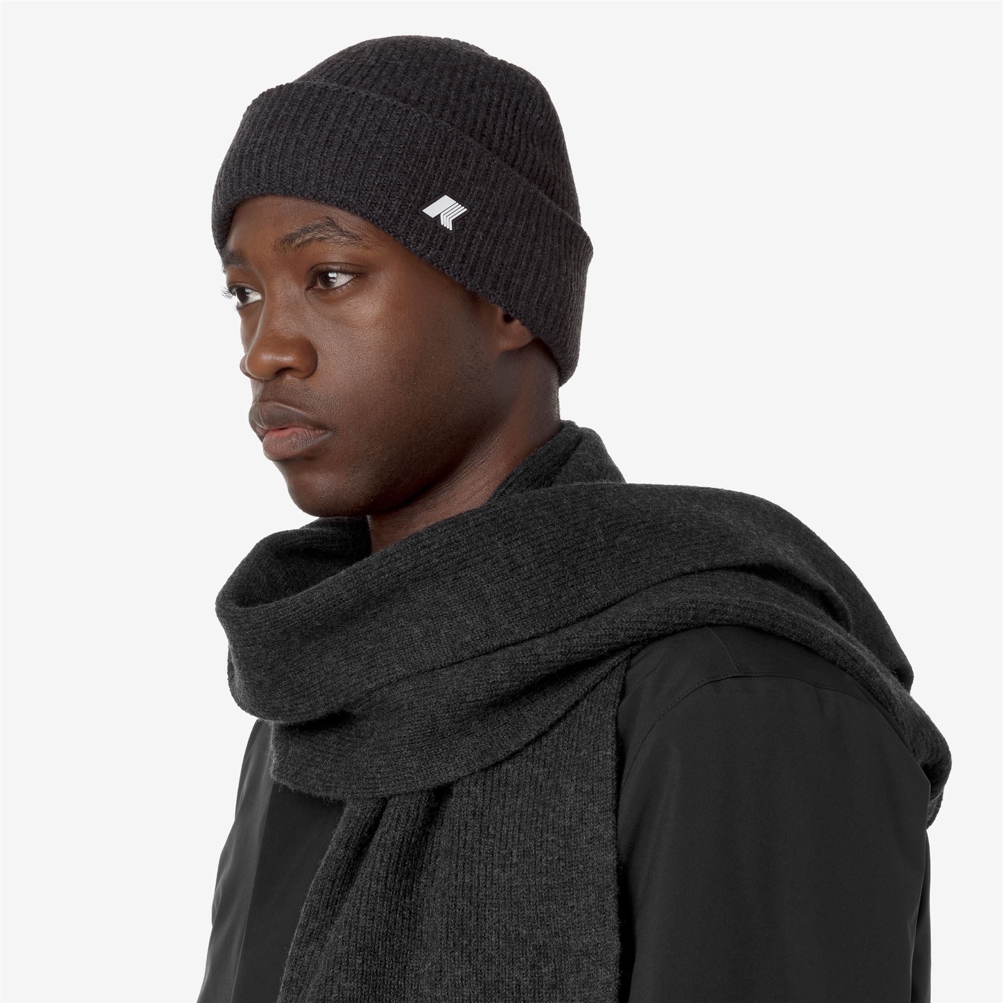 Headwear_UNISEX_BRICE CARDIGAN STITCH WOOL_Hat_Black Pure Melange - Commercial 4