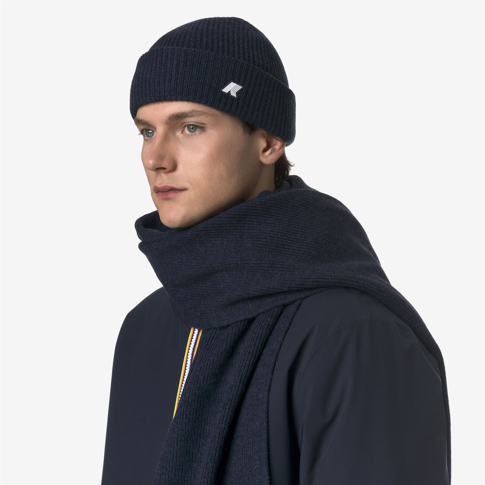 Headwear_UNISEX_BRICE CARDIGAN STITCH WOOL_Hat_Blue Airforce Mel - DressedBack