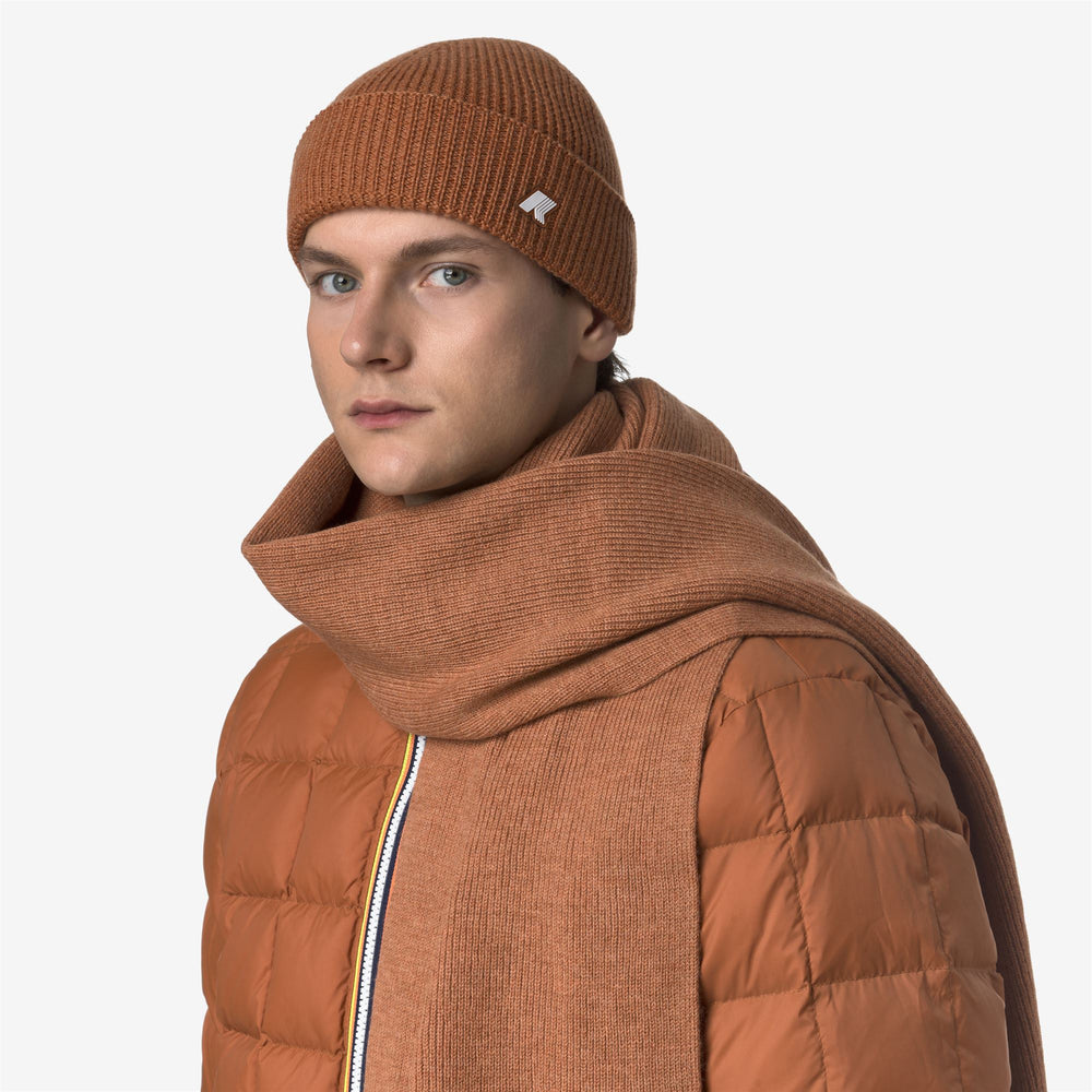 Headwear_UNISEX_BRICE CARDIGAN STITCH WOOL_Hat_Orange Adobe Mel - DressedBack