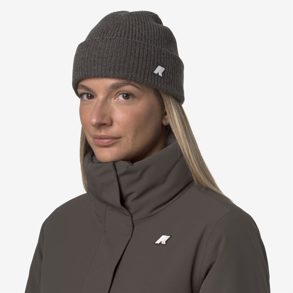 Headwear_UNISEX_BRICE CARDIGAN STITCH WOOL_Hat_Black Olive Mel - DressedBack