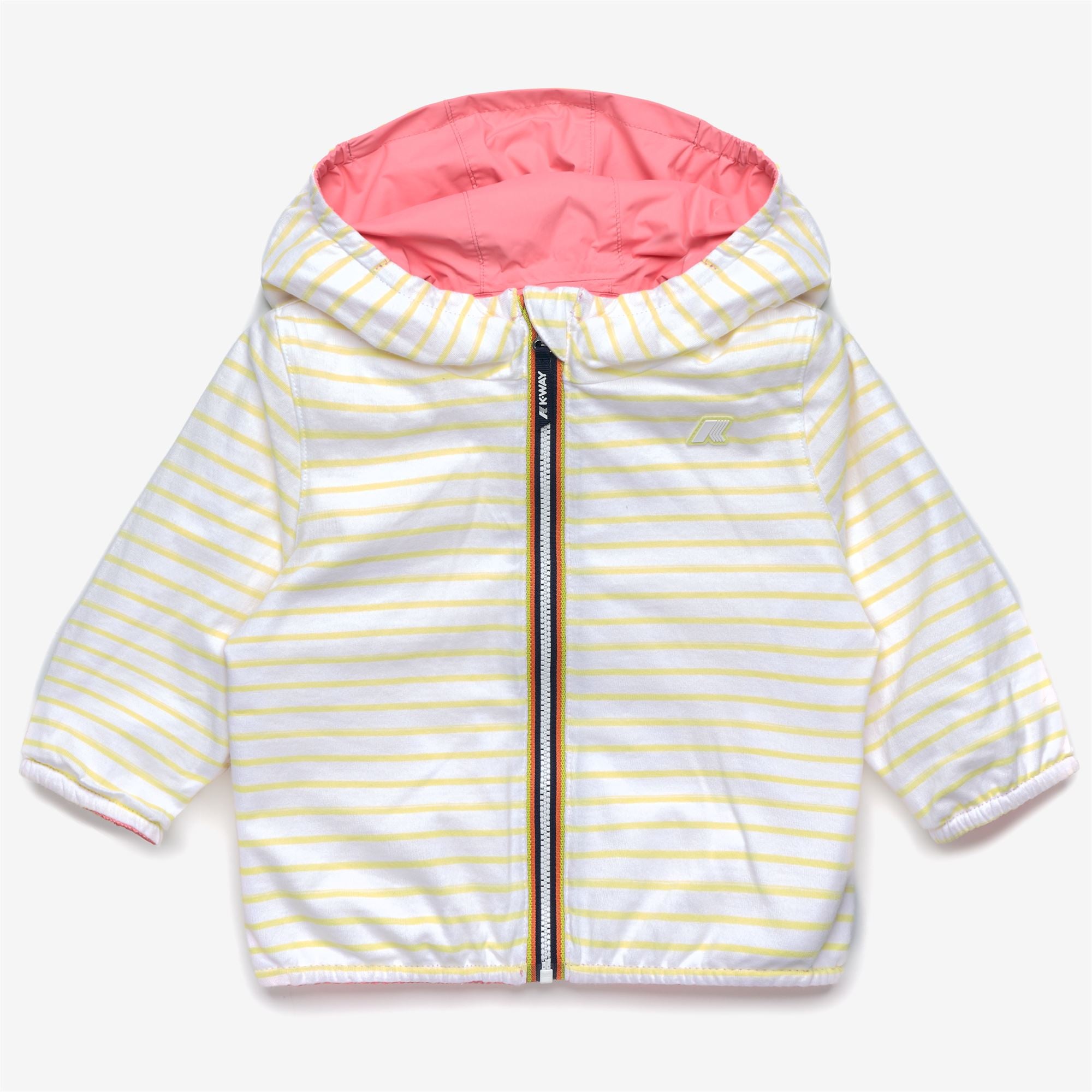 Jackets_Kid unisex_E. JAKE PLUS.2 JERSEY DOUBLE_Short_Pink Geranium - White - Yellow Lime - Commercial 2