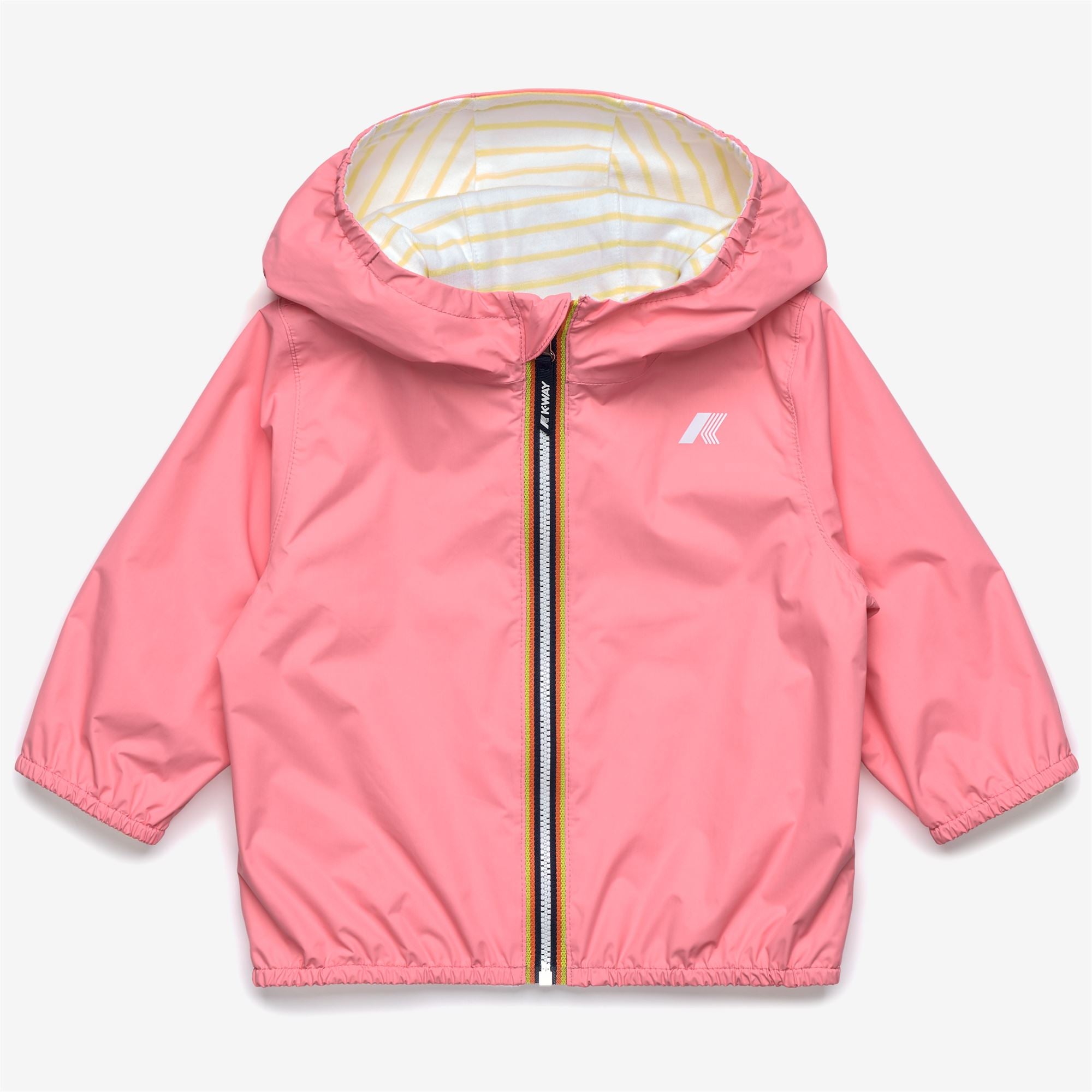 Jackets_Kid unisex_E. JAKE PLUS.2 JERSEY DOUBLE_Short_Pink Geranium - White - Yellow Lime - Commercial 1