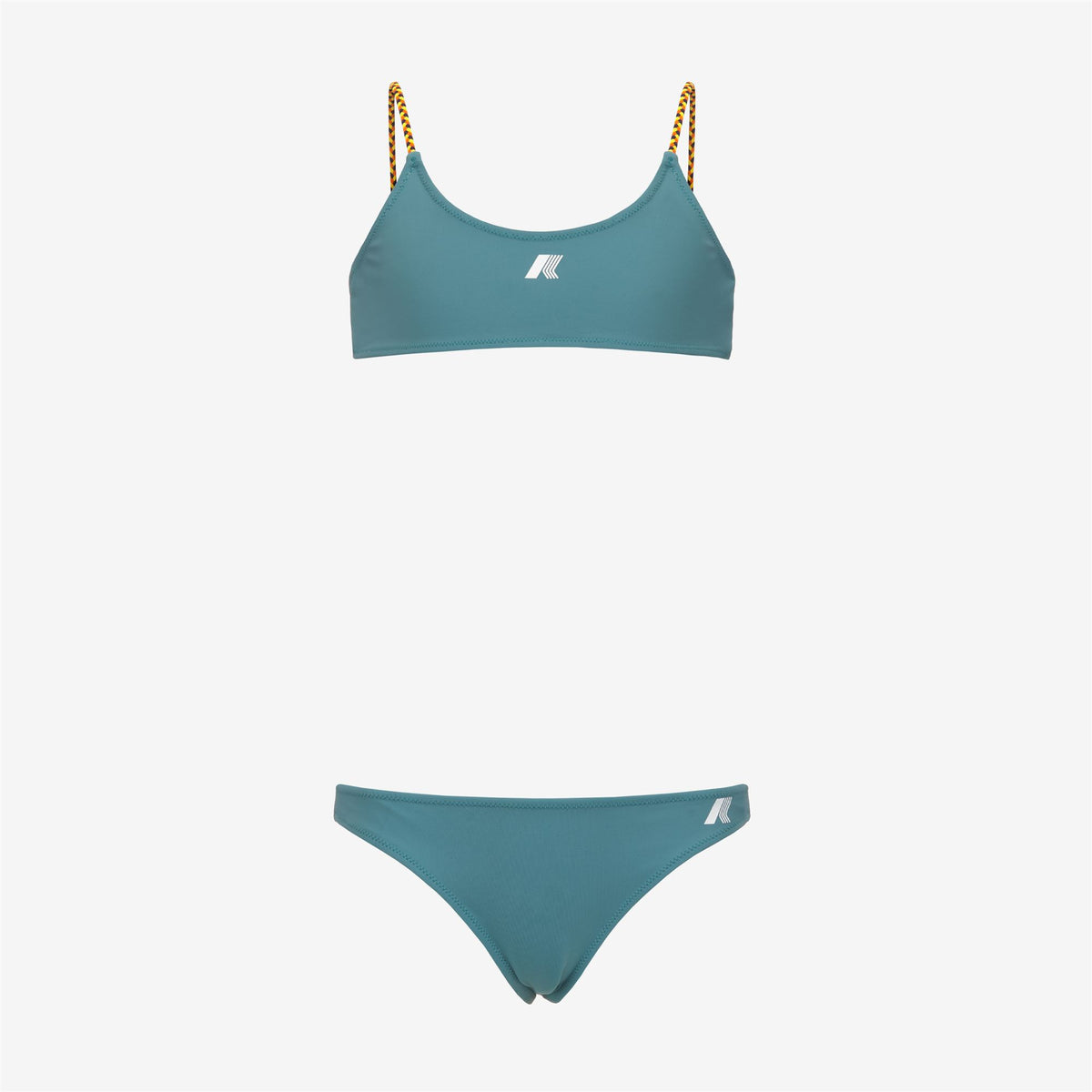 Bathing Suits_GIRL_P. SCARLETT DOUBLE BEACH_Bikini_Green Iron - White - Commercial 1