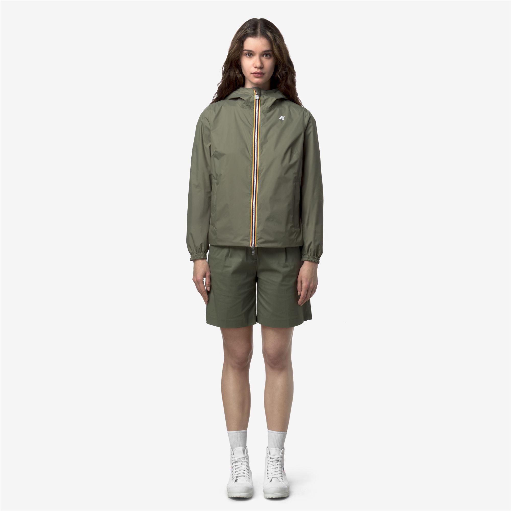 Jackets_Woman_LIL 2.0 PLUS.2 DOUBLE_Short_Green Lichen - Violet Glicine - Commercial 4