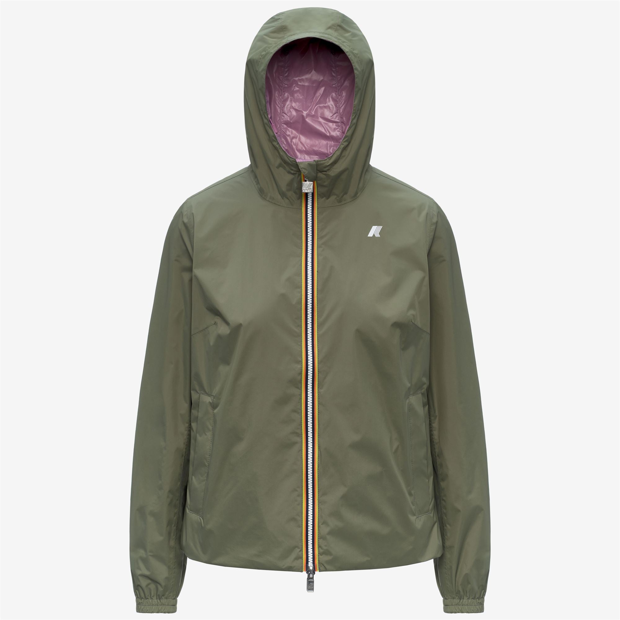 Jackets_Woman_LIL 2.0 PLUS.2 DOUBLE_Short_Green Lichen - Violet Glicine - Commercial 1