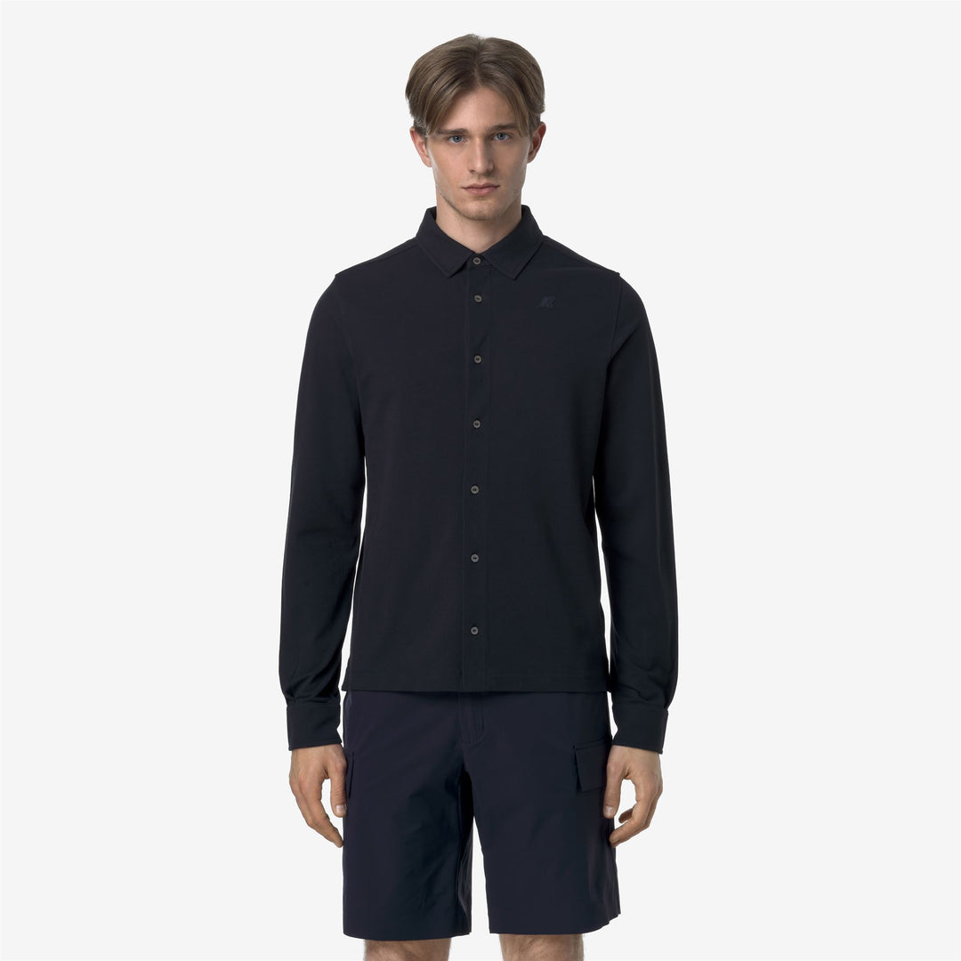 Shirts_MAN_TIMOTHEE PIQUE_Classic_Blue Depth - DressedBack