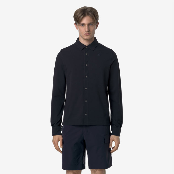 Shirts_MAN_TIMOTHEE PIQUE_Classic_Blue Depth - DressedBack