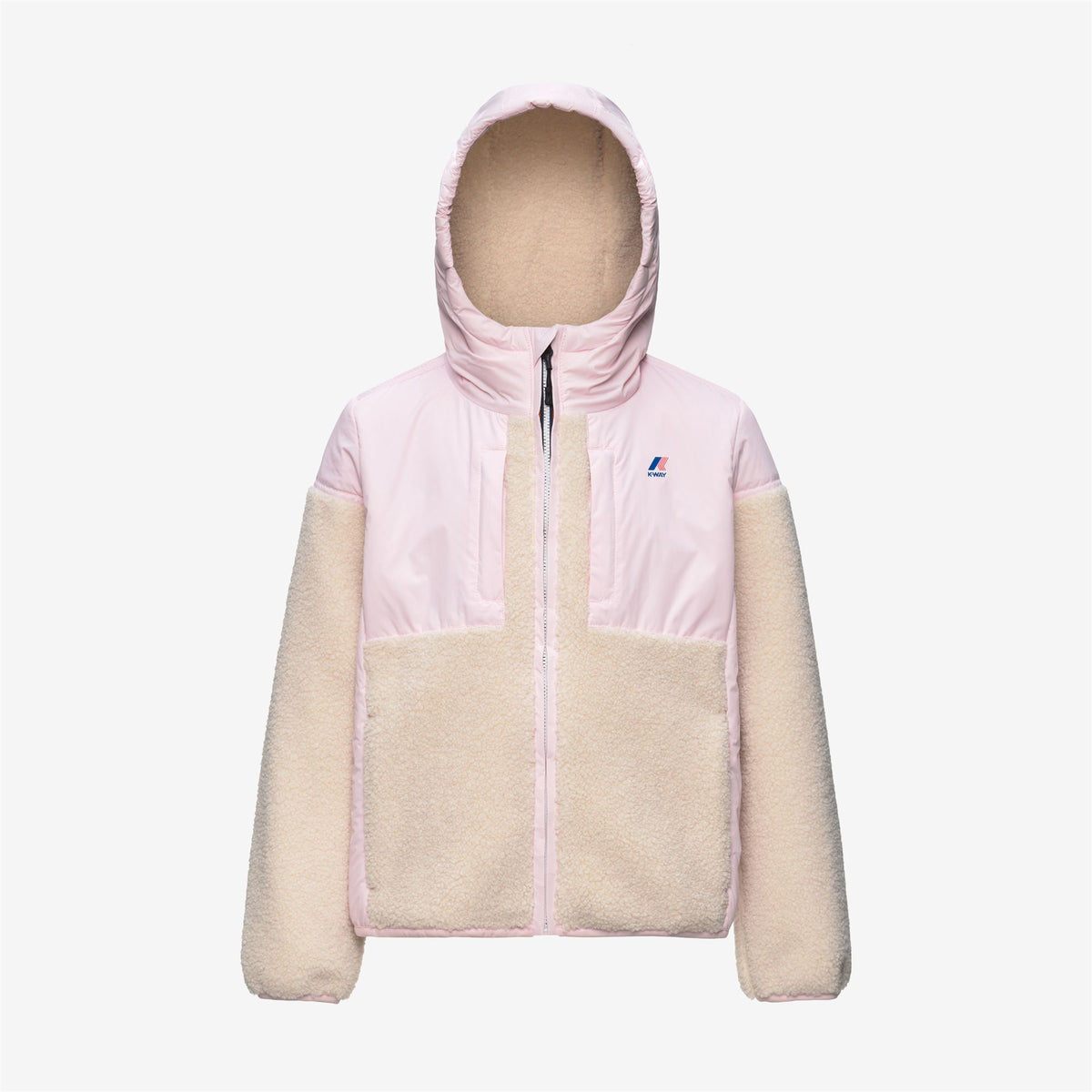Fleece_KID UNISEX_P. SAMSON 4.0 ORSETTO_Hoodie Full Zip_White Tofu-Pink Sallow - Commercial 1