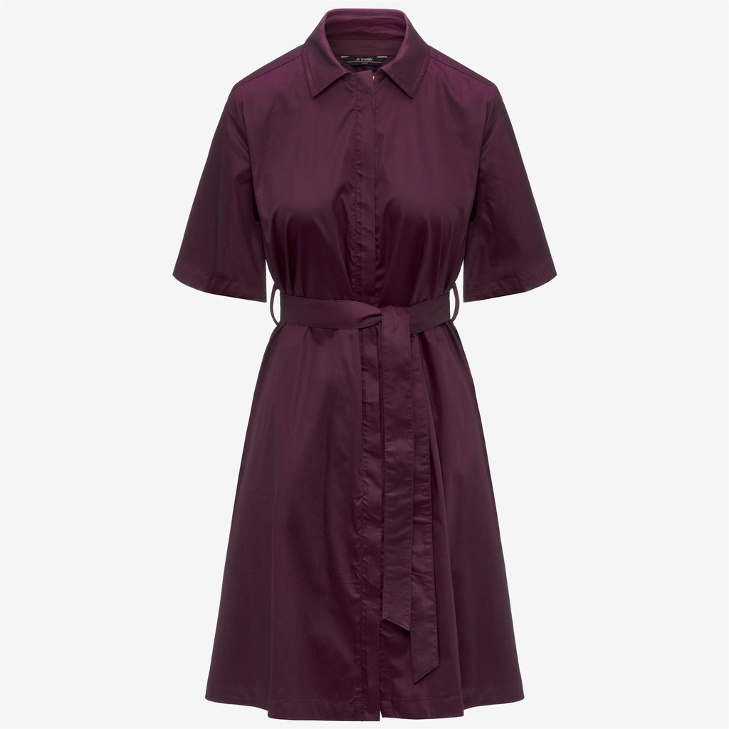Dresses_Woman_NOUAILLE SHINY COTTON_Short_Violet Mauve Wine - Commercial 1