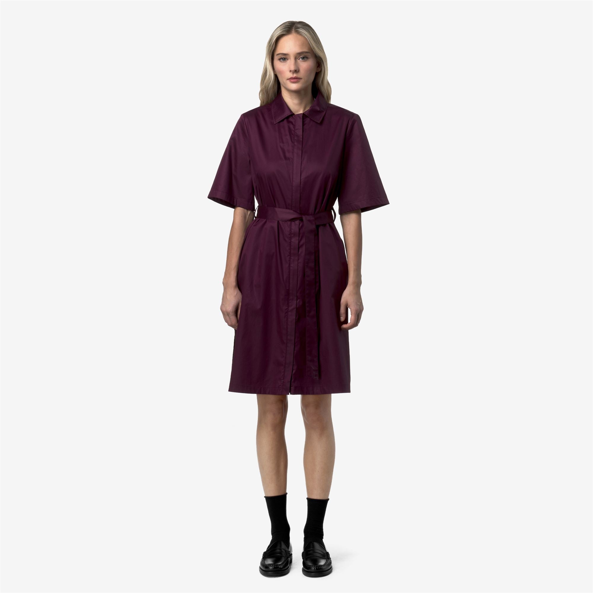 Dresses_Woman_NOUAILLE SHINY COTTON_Short_Violet Mauve Wine - Commercial 4