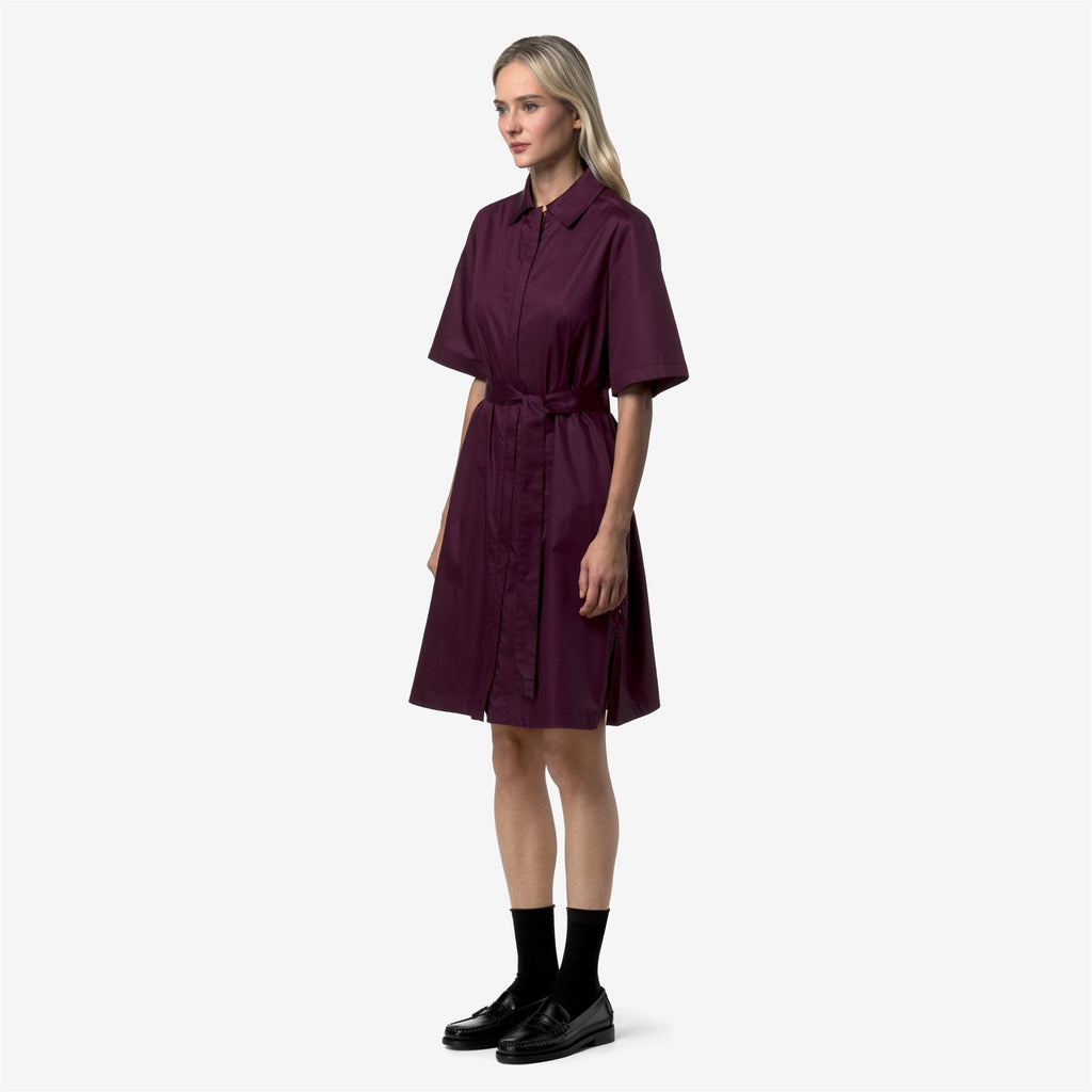 Dresses_Woman_NOUAILLE SHINY COTTON_Short_Violet Mauve Wine - Commercial 5