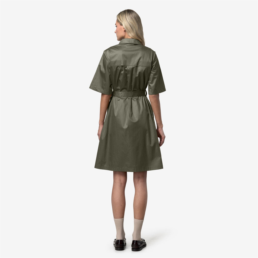 Dresses_Woman_NOUAILLE SHINY COTTON_Short_Green Lichen - Commercial 6
