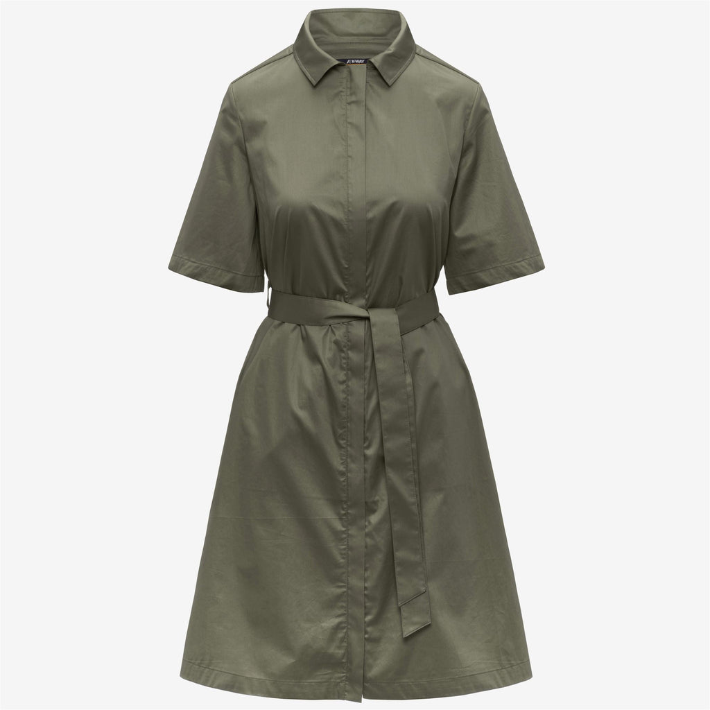 Dresses_Woman_NOUAILLE SHINY COTTON_Short_Green Lichen - Commercial 1