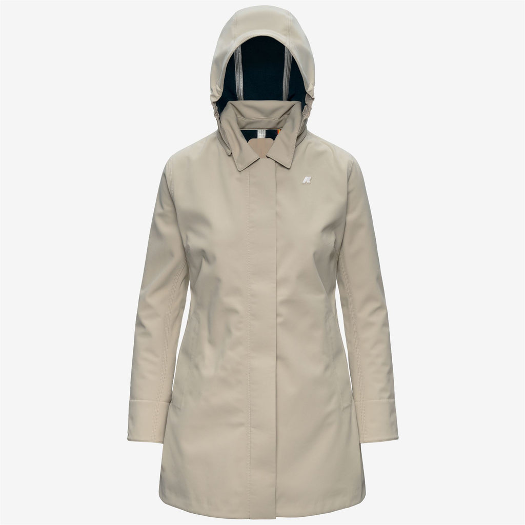 Jackets_Woman_MATHY BONDED_3/4 Length_Beige Cashmere - Blue Depth - Commercial 1