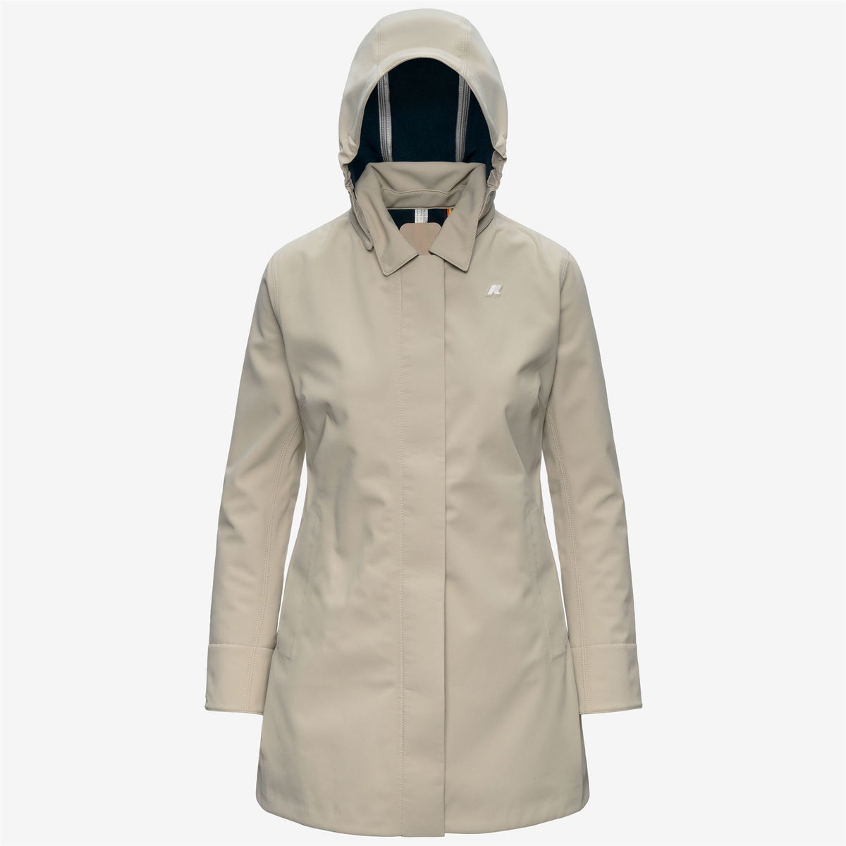 Jackets_Woman_MATHY BONDED_3/4 Length_Beige Cashmere - Blue Depth - Commercial 1