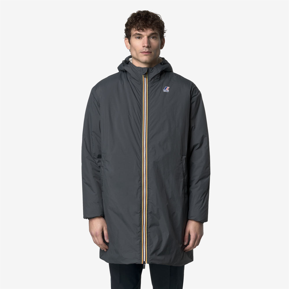 Jackets_UNISEX_LE VRAI 4.0 EIFFEL EAST ORSETTO_3/4 Length_Grey Shadow Dk - DressedBack