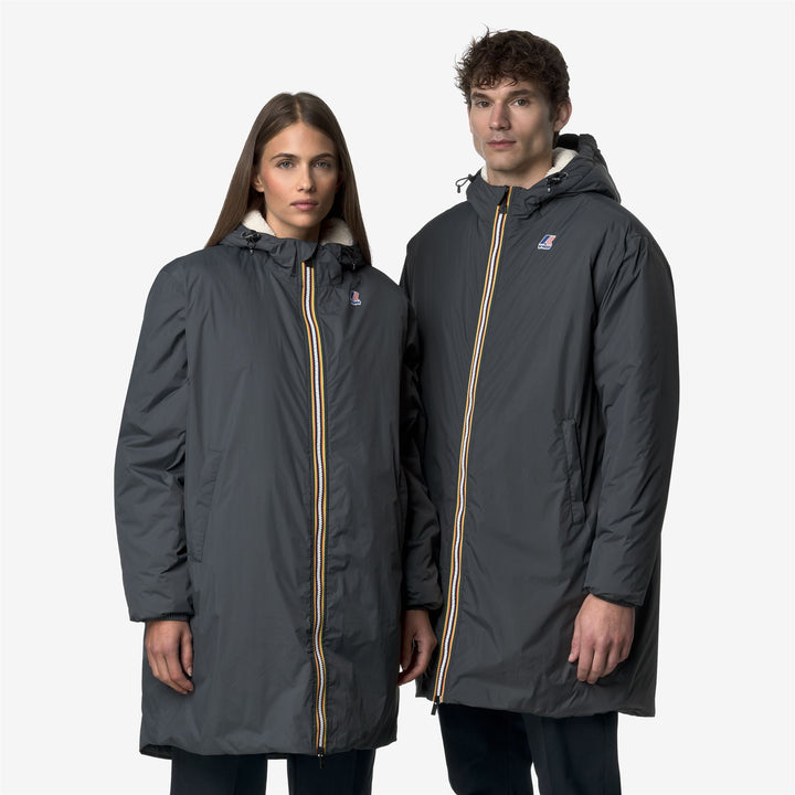 Jackets_UNISEX_LE VRAI 4.0 EIFFEL EAST ORSETTO_3/4 Length_Grey Shadow Dk - DetailDouble