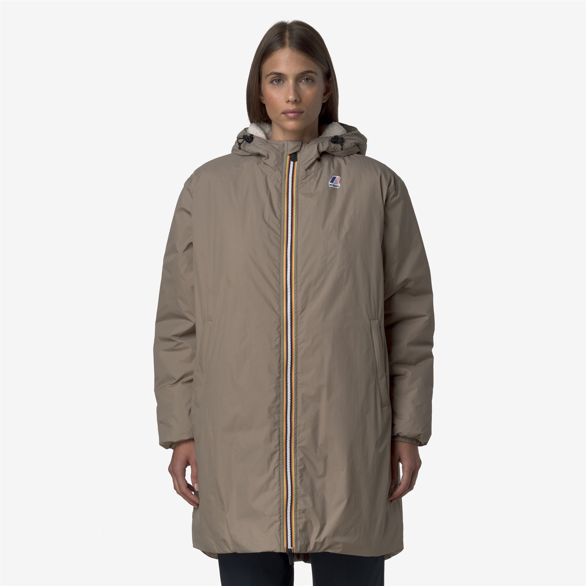 Jackets_UNISEX_LE VRAI 4.0 EIFFEL EAST ORSETTO_3/4 Length_Beige Taupe - Commercial 4