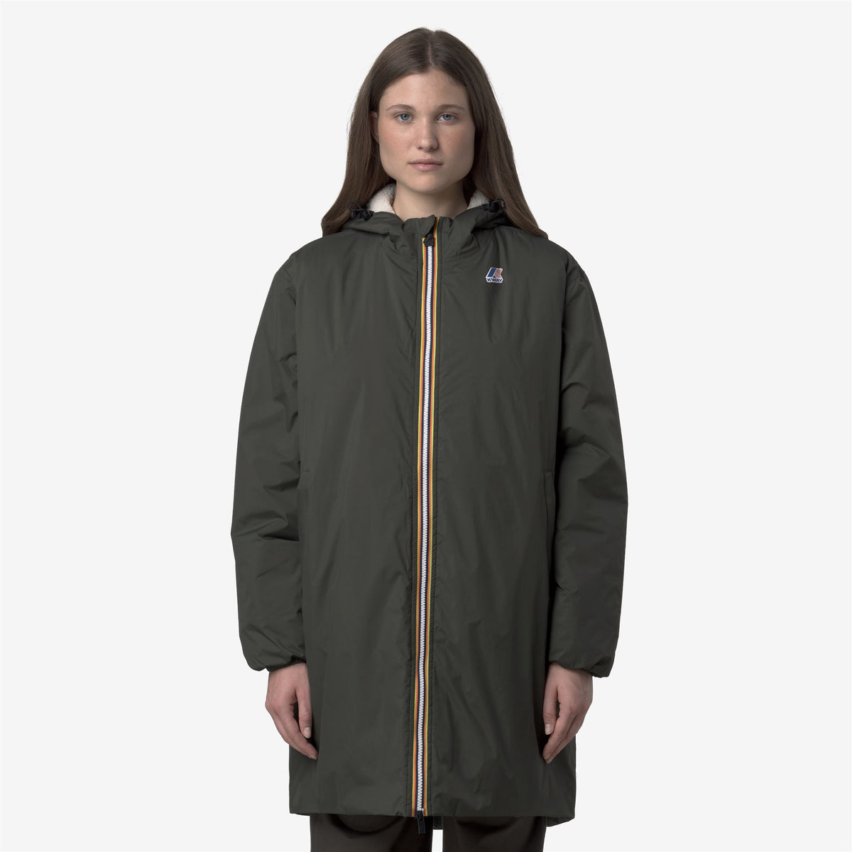 Jackets_UNISEX_LE VRAI 4.0 EIFFEL EAST ORSETTO_3/4 Length_GREEN BLACKISH - Commercial 3