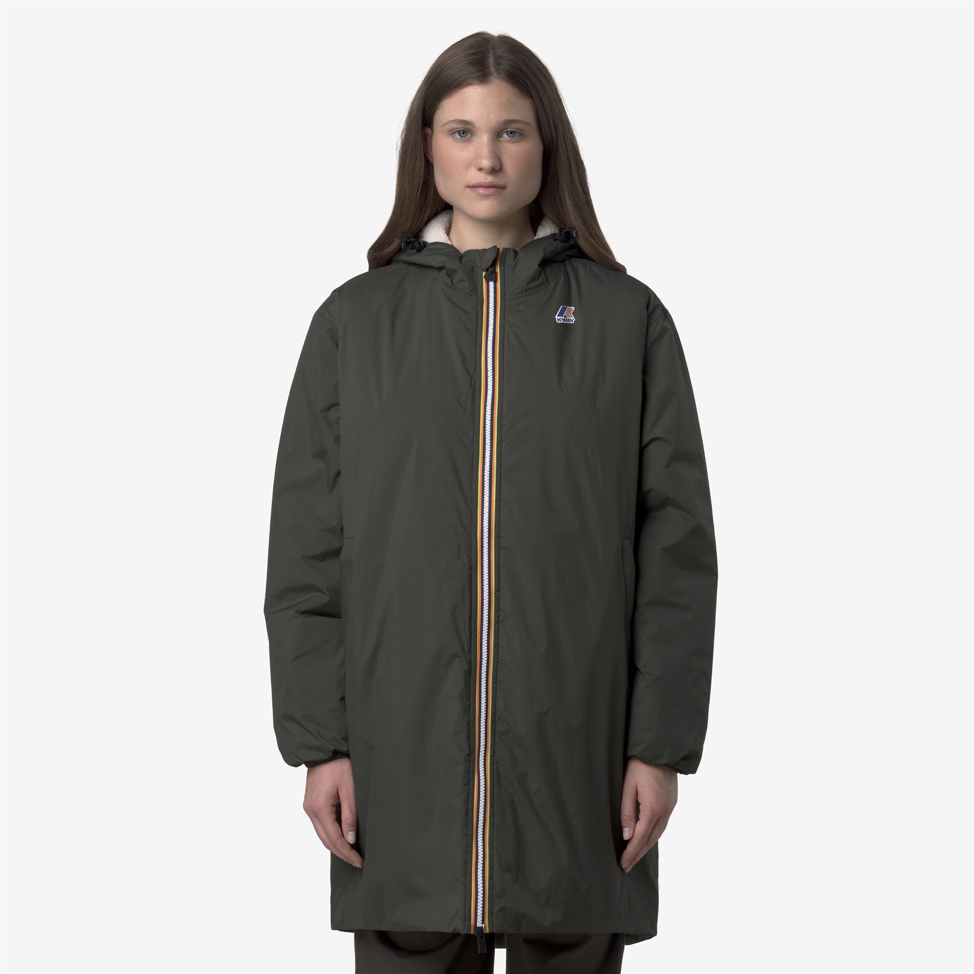 Jackets_UNISEX_LE VRAI 4.0 EIFFEL EAST ORSETTO_3/4 Length_GREEN BLACKISH - Commercial 4