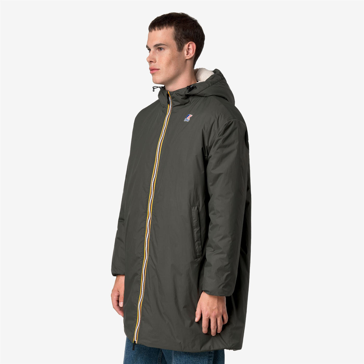 Jackets_UNISEX_LE VRAI 4.0 EIFFEL EAST ORSETTO_3/4 Length_GREEN BLACKISH - Commercial 4