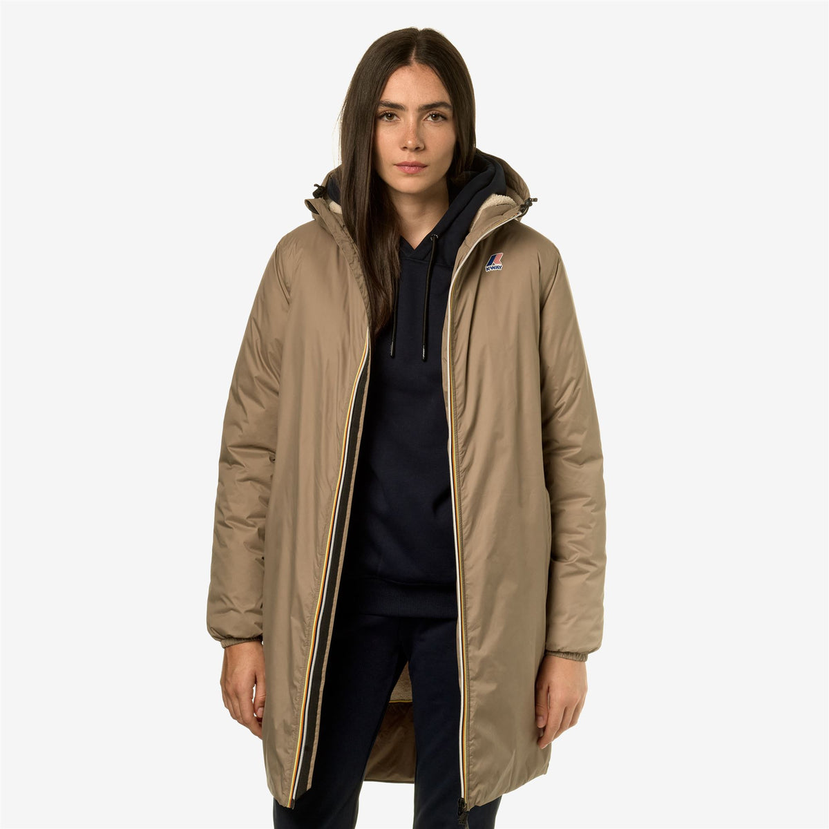 Jackets_UNISEX_Le Vrai 3.0 Eiffel Orsetto_3/4 Length_Beige Taupe - Commercial 4