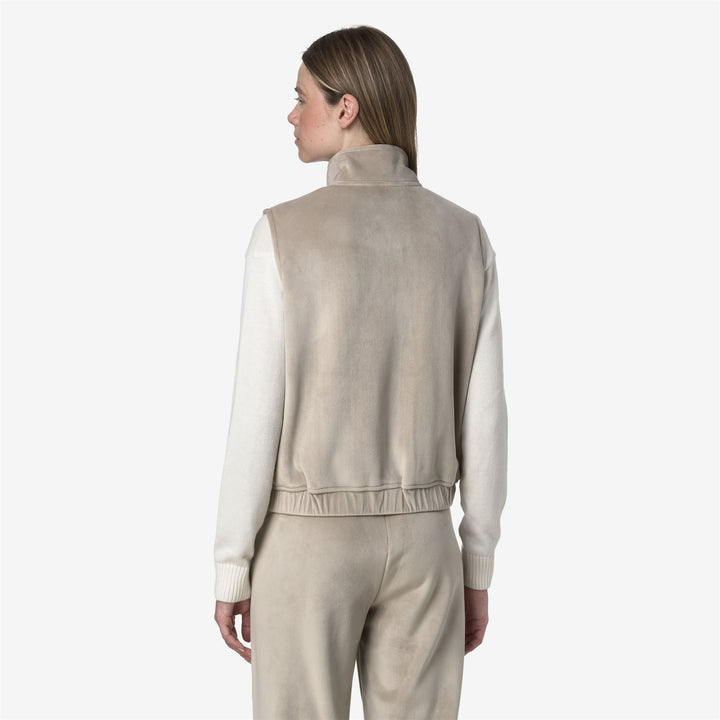 Fleece_WOMAN_VIVIELME VELOUR POLAR_Vest_Beige Cashmere-Beige Cashmere - DressedFrontDouble