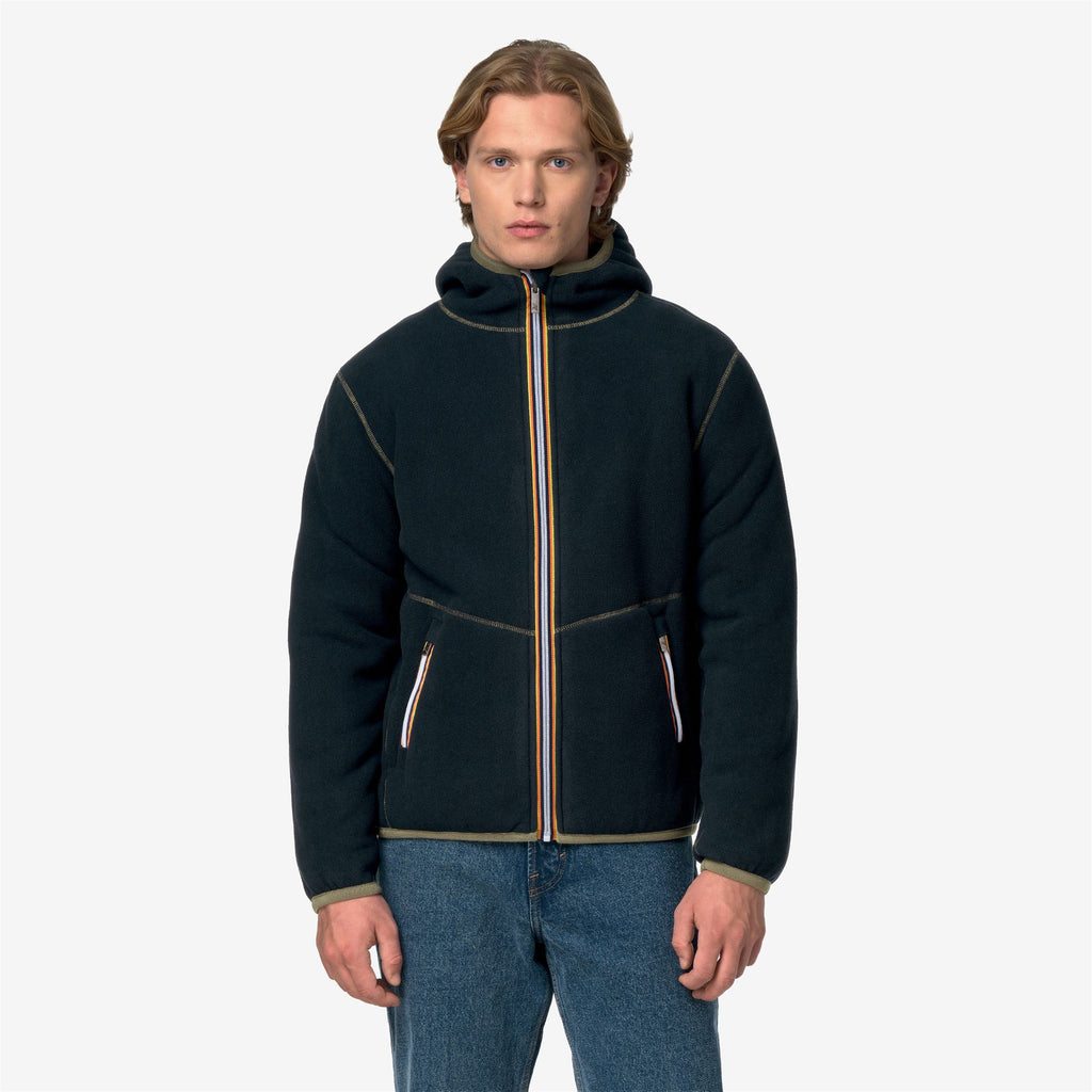 Fleece_Man_JACK SHERPA POLAR DOUBLE_Jacket_Green Army - Blue Depth - Commercial 3
