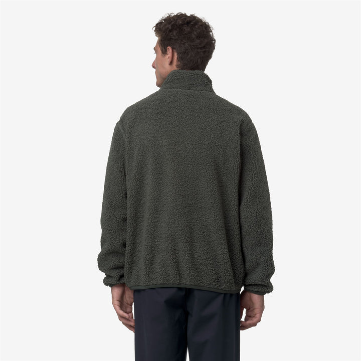 Fleece_MAN_PASCAL SHERPA POLAR DOUBLE_Jacket_Green Blackish Combo - GREEN BLACKISH - DressedFrontDouble