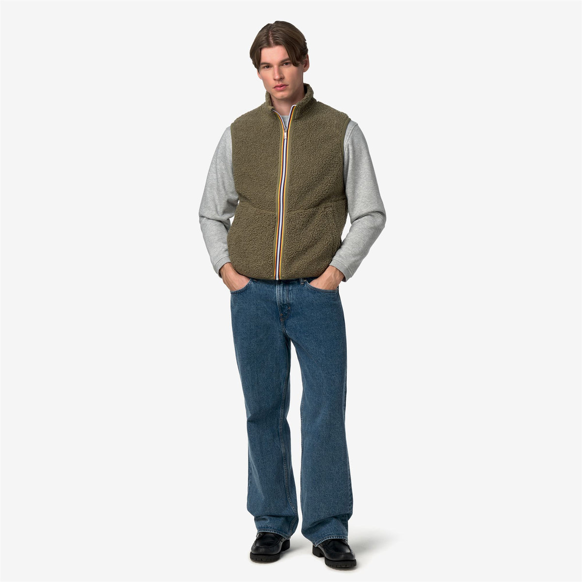 Fleece_Man_YANNICK SHERPA POLAR DOUBLE_Vest_Green Army-Green Army - Commercial 7