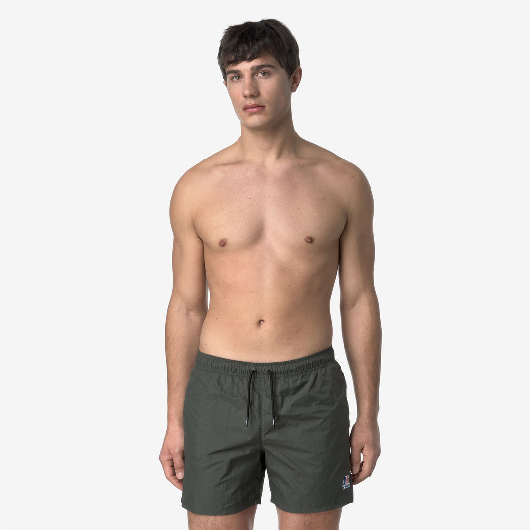 Bathing Suits_MAN_LE VRAI OLIVIER_Swimming Trunks_GREEN BLACKISH - DressedBack
