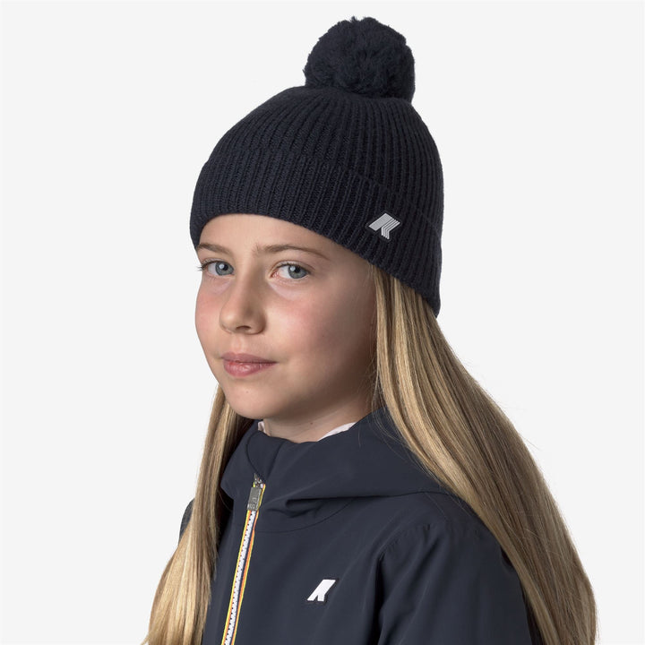 P. VINCIENNE CARDIGAN STITCH - Headwear - Hat - GIRL - Blue Depth Melange