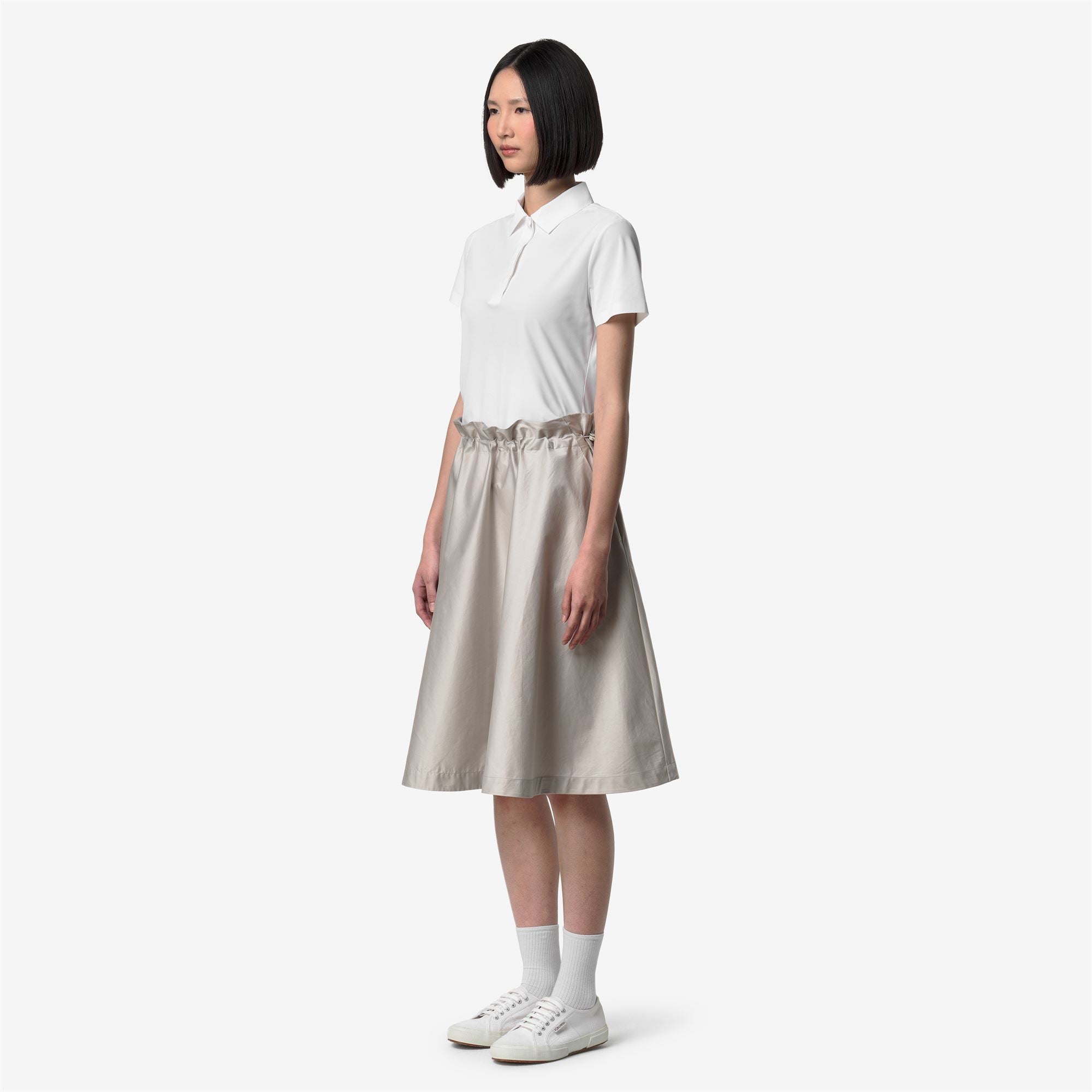 Skirts_Woman_GAELAL SHINY COTTON_Longuette_BEIGE LT - Commercial 5