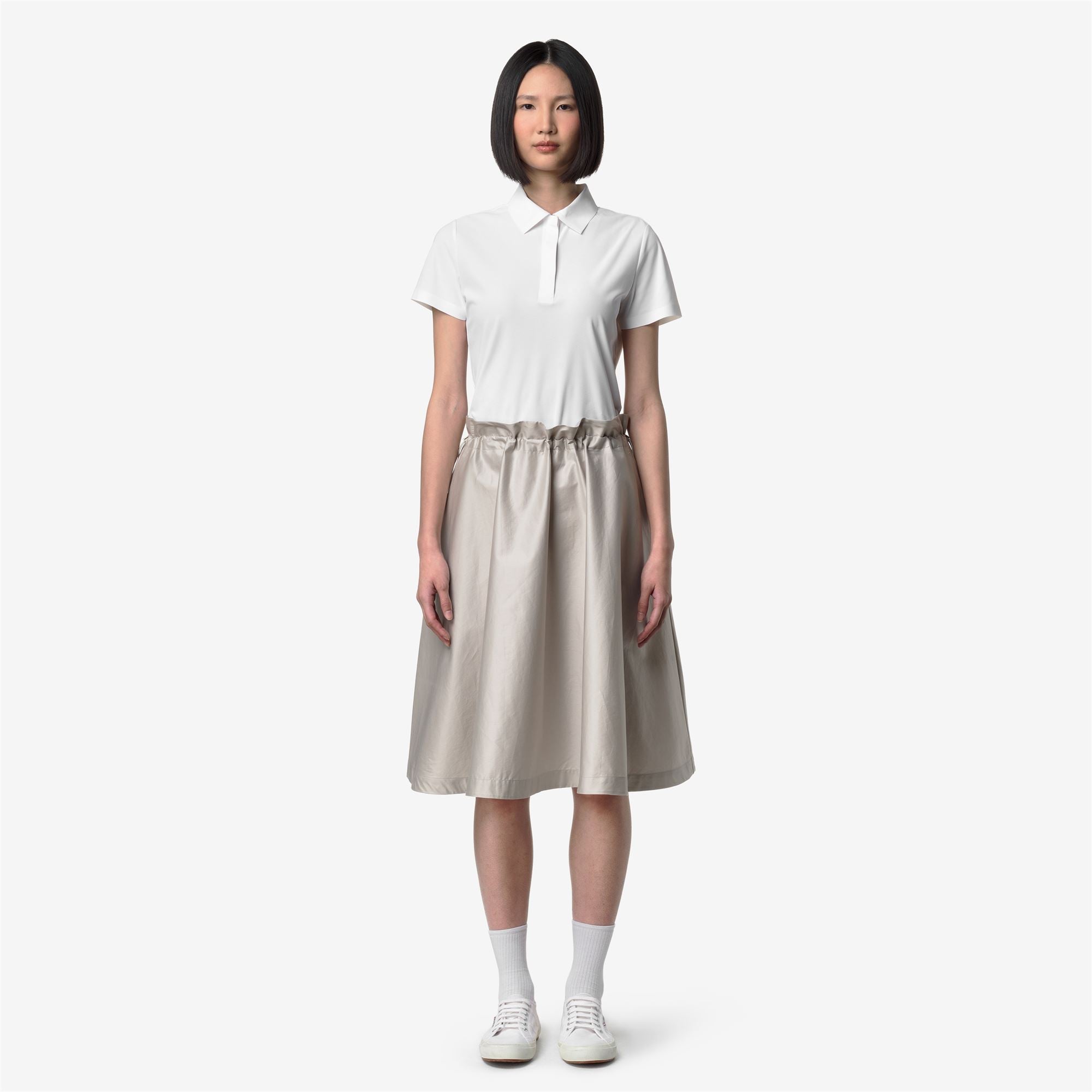 Skirts_Woman_GAELAL SHINY COTTON_Longuette_BEIGE LT - Commercial 4