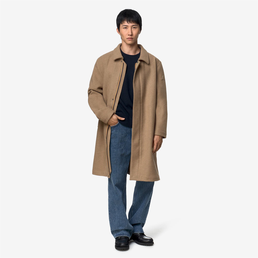 Jackets_Man_POIROL WOOL NYLON_3/4 Length_Beige Khaki - Blue Depth - Commercial 7